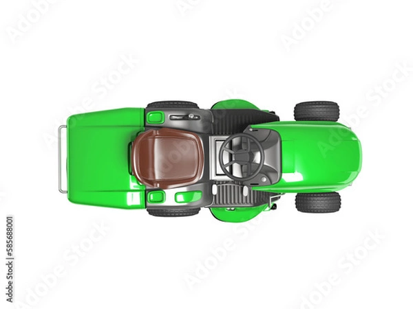 Fototapeta 3d illustration of green lawn mowing tractor top view on white background no shadow