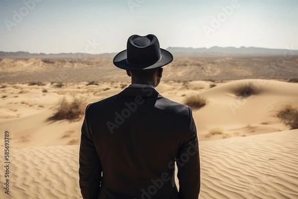 Obraz man in a hot desert, generative ai