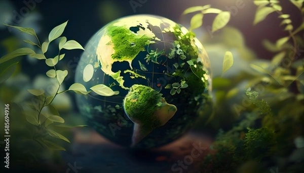 Obraz Discovering the Benefits of a Green World Sphere Exploring the Positive Impact on the Environment and Our Health