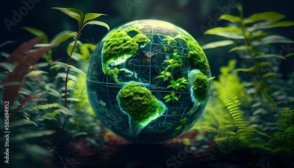 Obraz Discovering the Benefits of a Green World Sphere Exploring the Positive Impact on the Environment and Our Health