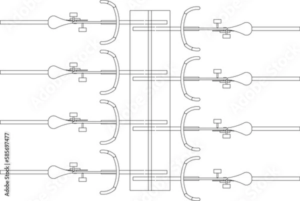 Fototapeta Bicycle safety railing illustration vector sketch top view