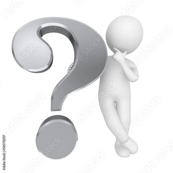 Fototapeta Question mark interrogation point with asking stick figure silver PNG with transparent background