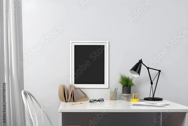 Fototapeta Mock up Poster Frame in Modern Interior Background