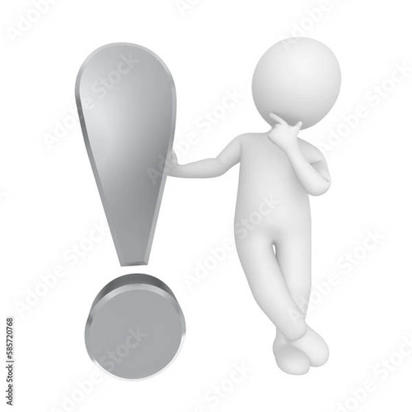 Fototapeta Exclamation mark grey exclamation point grey 3d rendering graphic illustration in high resolution for print and presentation isolated on transparent background PNG