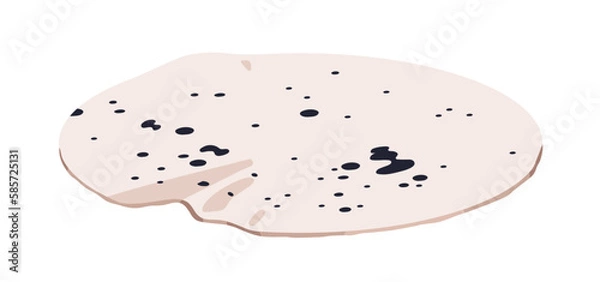 Fototapeta Floor rug of round shape. Trendy circle mat with modern spots, splatters pattern. Modern home interior carpet with wrinkles, crinkles. Colored flat vector illustration isolated on white background