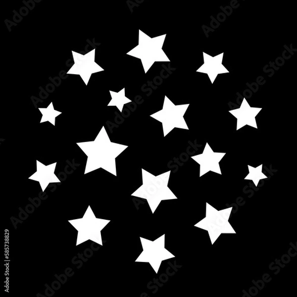 Fototapeta Gobo mask. White stars in different size on black.