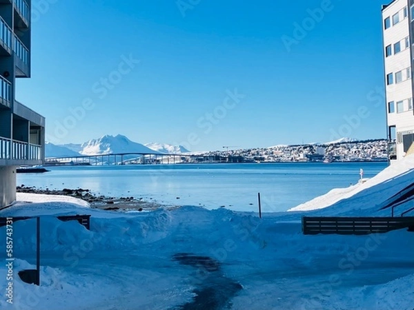 Obraz landscape with lake and mountains