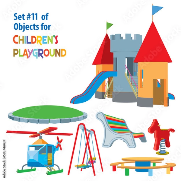 Obraz Set of objects for children's playground. Vector illustration
