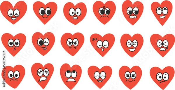 Fototapeta 表情豊かなハートのイラストのセット