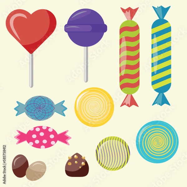 Obraz Different candies in vector