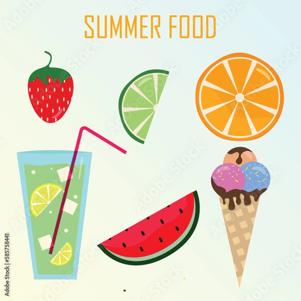 Obraz summer food in vector