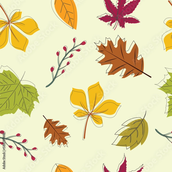 Fototapeta seamless pattern with fall leaves