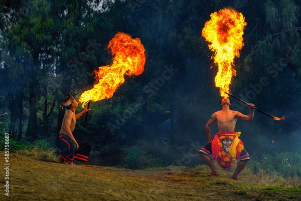 Obraz Tengger tribe traditional fire dance attraction