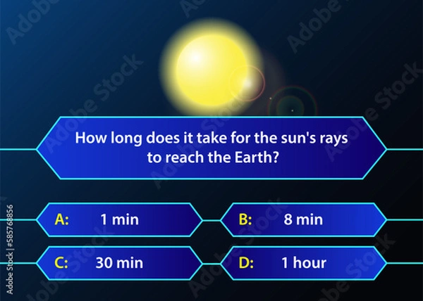 Fototapeta Questions and answers on the theme of space. Quiz, TV show, exam.