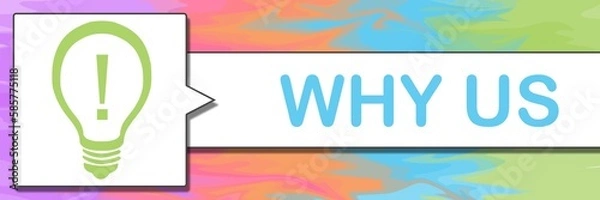 Obraz Why Us Colorful Square Rectangle Bulb Text