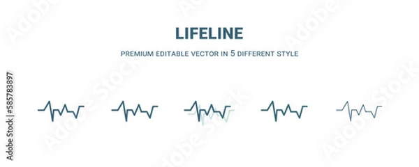 Obraz lifeline icon in 5 different style. Outline, filled, two color, thin lifeline icon isolated on white background. Editable vector can be used web and mobile