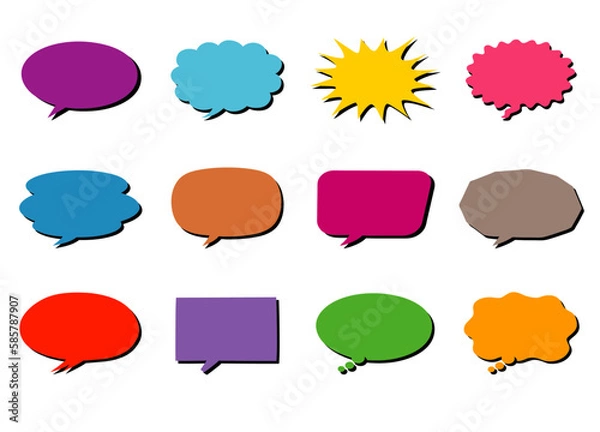 Obraz カラフルな影付き吹き出しのセット