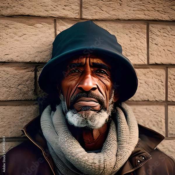 Obraz Portrait of a homeless man