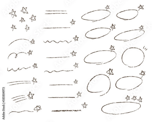 Obraz Hand drawn crayon textured brush strokes underlines and star marks