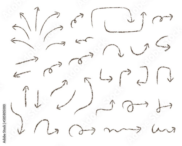 Obraz Hand drawn crayon textured brush strokes arrows set