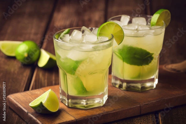 Fototapeta Sweet and Refreshing Drink Caipirinha Cocktail