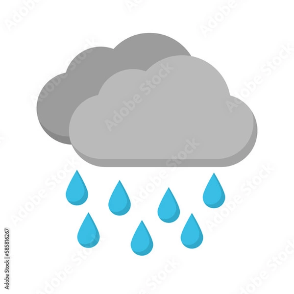 Fototapeta Dark rain clouds and rain icon. Vector.