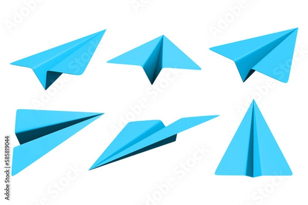 Fototapeta Set of  handmade paper plane isolated on white background 3d illustration
