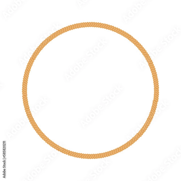 Fototapeta Vector illustration of round marine rope frame for logo or text. Vintage framework isolated on white background.