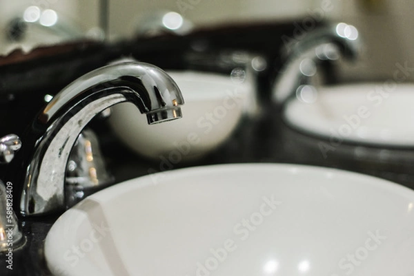 Obraz Silver bathroom tap closeup