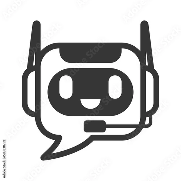 Fototapeta Chatbot icon and logo on isolated white background. Artificial intelligence for help service. Chat by ai. Line Vector.	

