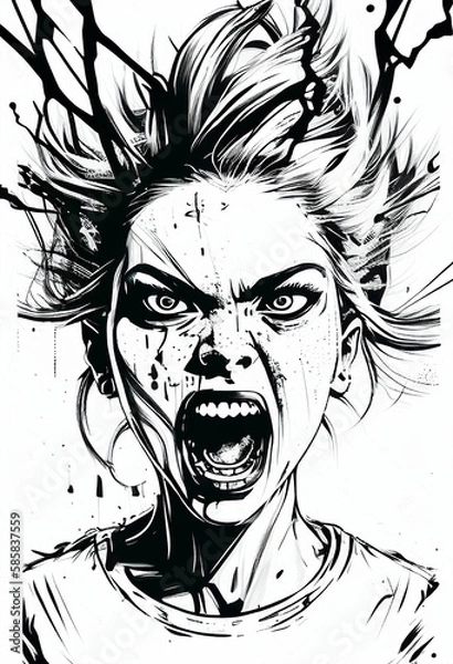 Fototapeta crazy aggressive woman..