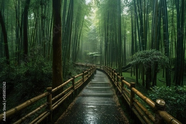 Obraz a road lead in to a mysterious bamboo forest