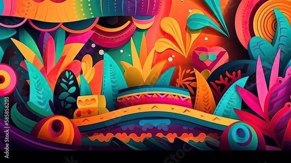 Fototapeta Cinco de Mayo background, creative and colorful festival background with high details - Generative AI