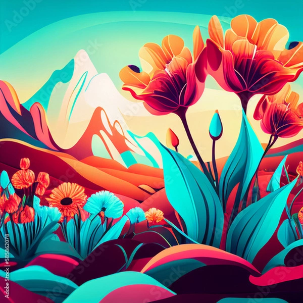 Fototapeta background with flowers generative ai