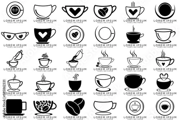 Fototapeta Coffee shop logo vintage vector set. Hipster and retro style. Perfect for your business design.