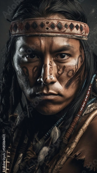 Obraz Indigenous Fighter: Fierce and Strong Warrior, Generative AI