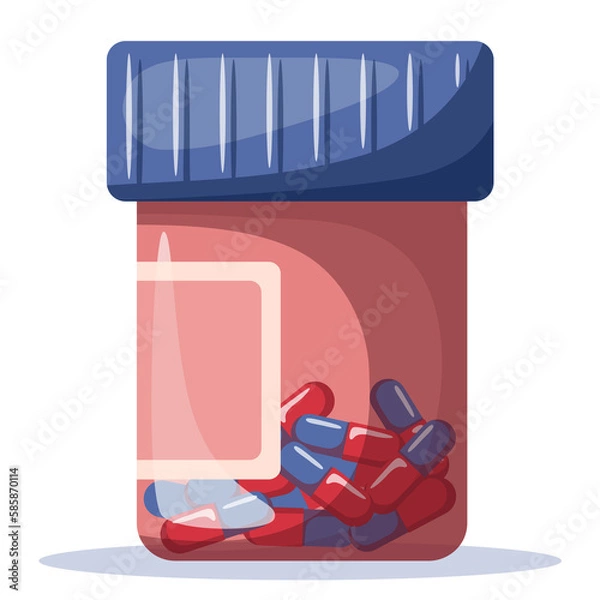 Fototapeta Plastic container with pills.