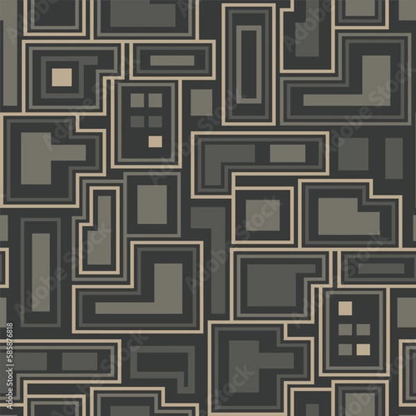 Fototapeta Abstract seamless vector pattern. Net of irregular shapes, squares and lines