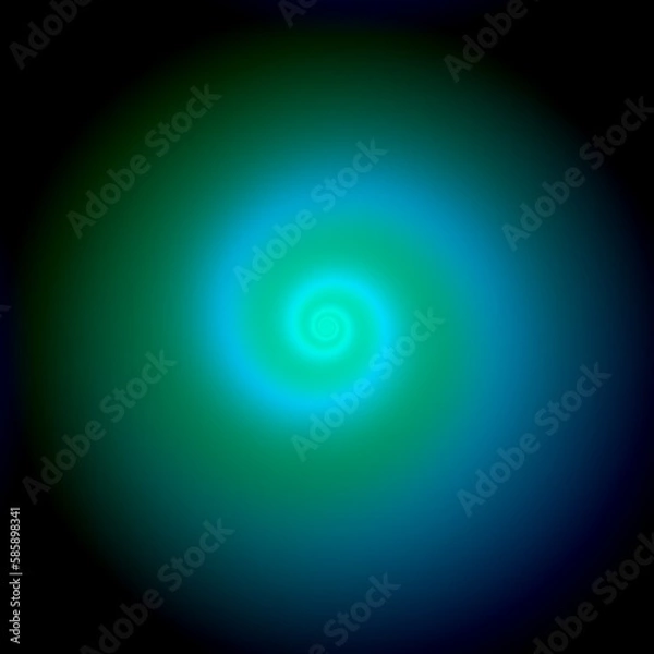 Fototapeta deep illuminated teal abstract spiral background, tech, round centered backdrop gradient, dark glowing color black gradient