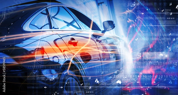 Obraz Widok z tyłu luksusowego samochodu