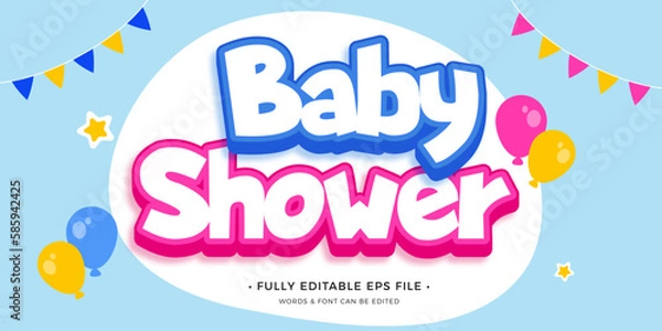 Fototapeta Baby Shower editable text effect
