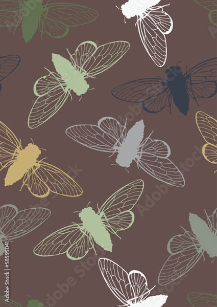 Obraz Seamless Pattern with Cicadas