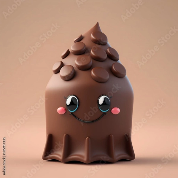 Fototapeta Happy Chocolate Character in 3D Cartoon Style generative ai