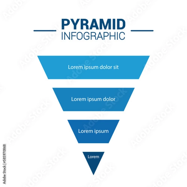 Fototapeta Pyramid Infographic, funnel pyramid business infographic with 5 charts. Template can be edited, recolored, editable. EPS Vector	