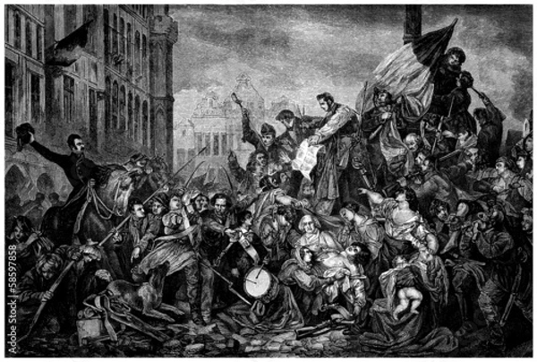 Fototapeta Bitwa uliczna: „Barykady” - XIX wiek (1830)