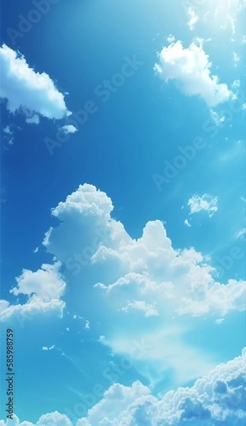 Obraz blue sky white clouds pure sky material background,Generative AI