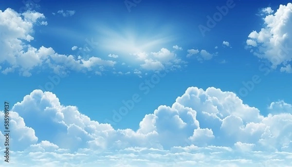Obraz sky white clouds pure sky material background,Generative AI