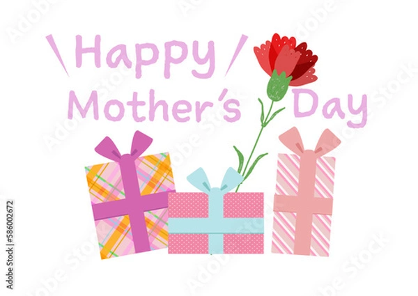 Obraz 母の日 ギフトボックス カーネーション お祝いイラスト