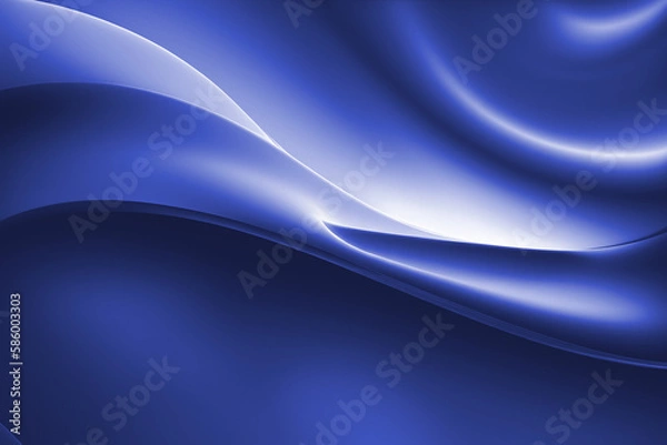 Fototapeta Abstract minimalist blue background texture. Glowing, rippling blue curves with white accents.