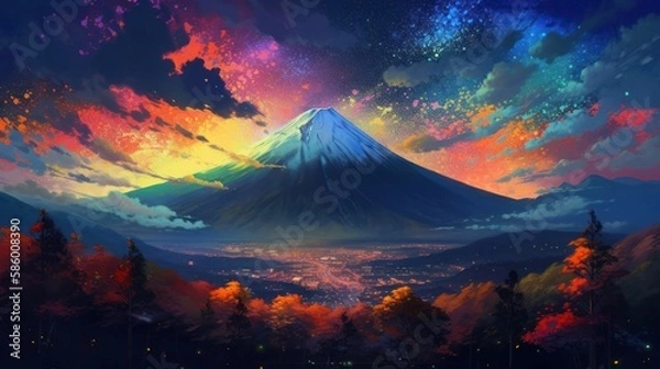 Fototapeta 富士山　イメージイラスト　generative AI